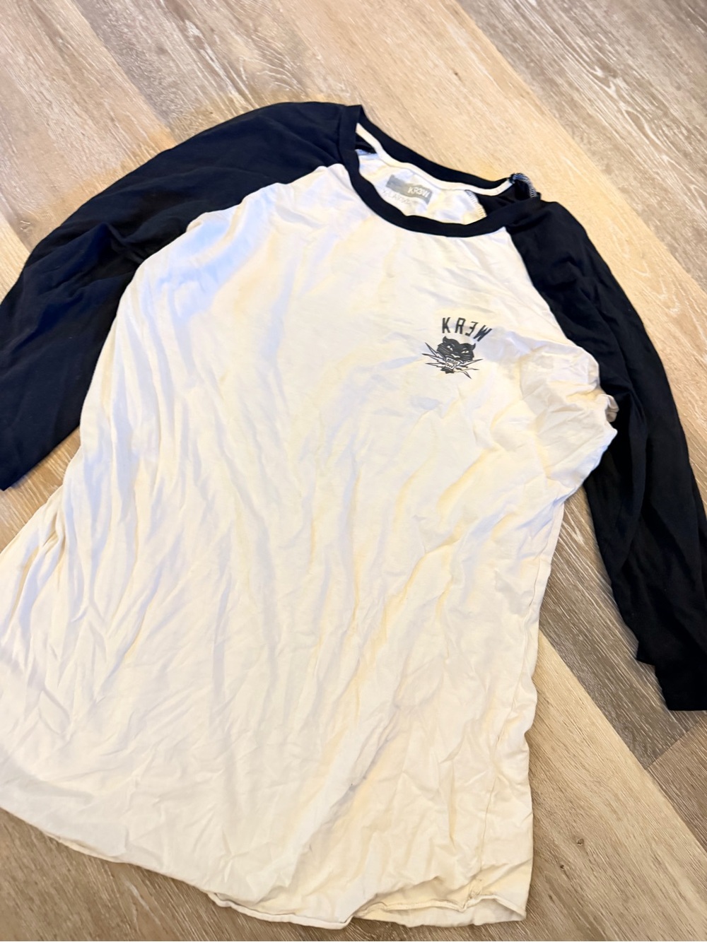 KR3W White Body Black Raglan Long-Sleeve Tee